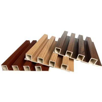 Wooden Grain PVC WPC Fluted Wall Panels For Decoration