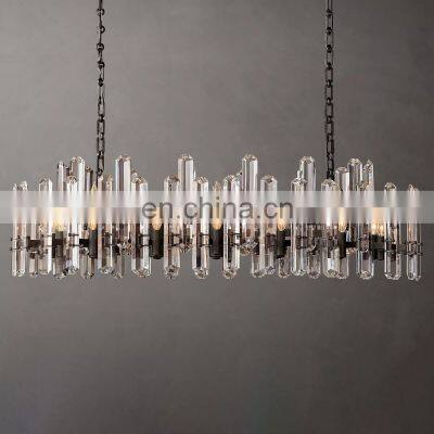 Custom Bonnington Luxury Indoor Linear Industrial Metal Crystal Chandelier Living Room Hotel Ceiling Home Hang Lighting photo-5