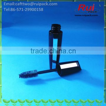 Black plastic mascara tube with mirror, empty mascara container with brush cap