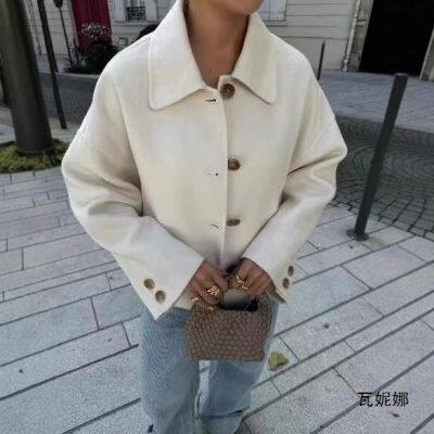 New Women's Retro Loose Casual Lapel Long Sleeved Single Breasted Woolen Jacket Jacket photo-3