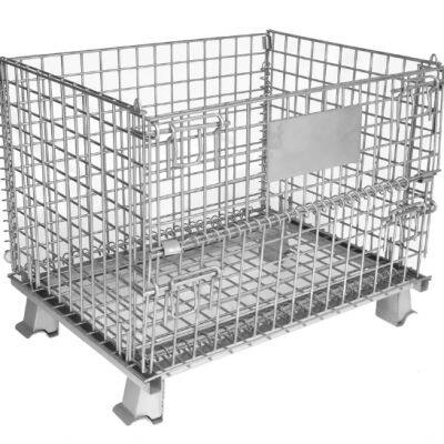 Foldable Galvanized Stackablecontainer 500kgs with Heavy Duty Construction Wire Mesh Storage Cage