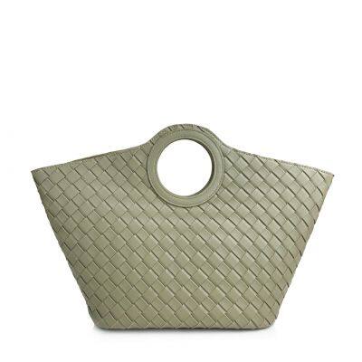 2025 Retro Imitation Woven Pattern Simple Large Capacity Shoulder Bag Fashionable Versatile Work Commuter Handbag