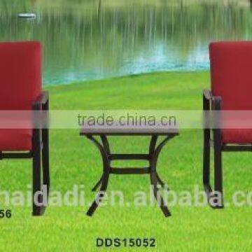 outdoor 3 pcs steel rocking chair with cushion and table set