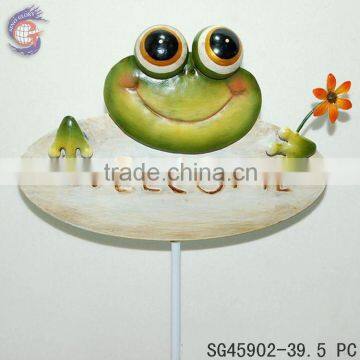 Metal Frog Welcome Sign Sticks of Garden Decoration