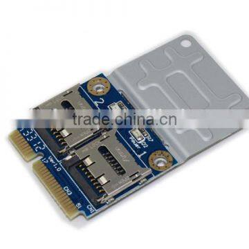 2 SSD HDD for Laptop Dual SD SDXC TF to Mini PCIe Memory Card reader mPCIe to 2 mini-sdcards mini pci-e adapter