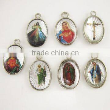 Assorted seven religious images double sided rosary charm pendant