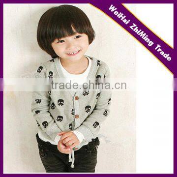 Children Printing Pattern V-neck Button Cardigan Sweater