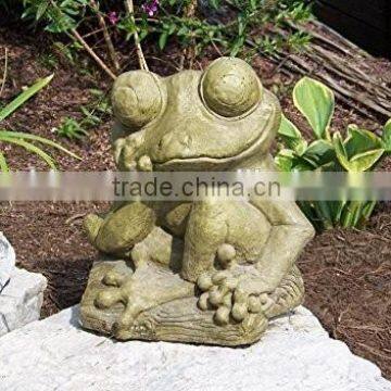 Pop-Eyed Frog -cast stone statue-garden pond decor- Great Garden Gift Idea!