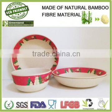happy christmas designs bamboo fiber bowl sets,bamboo fiber dinner set