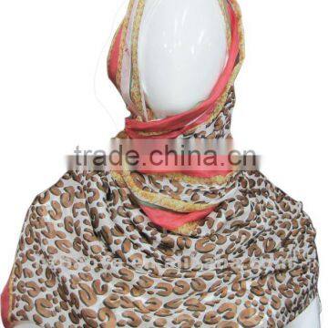 Hot Fashion Hijab leopard printed 100% Silk Scarves