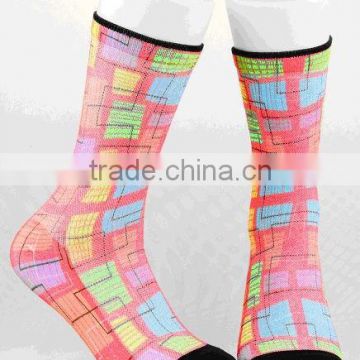 Ventilated seamless custom woman sock digital printed socks