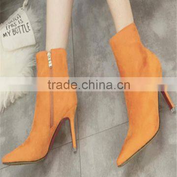 Suede Orange 7cm Sexy Lady Boot High Heel Winter Snow Boots With Certificate photo-2