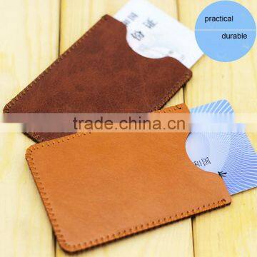 Practical single leather card holder to protect ID card or bank card