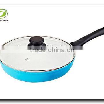 nonstick ceramic coating deep fry pan wok with glass lid wok