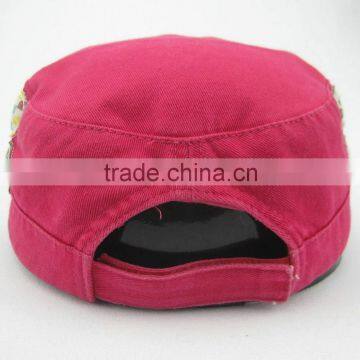 Ladies Applique Floral Military Cap photo-4
