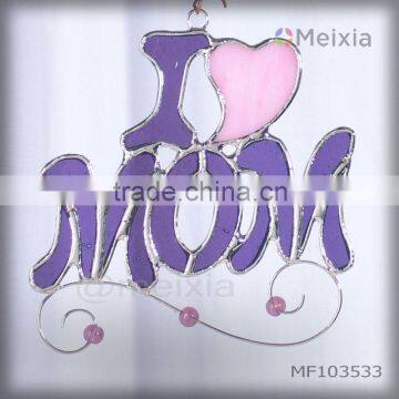 MF103533 tiffany style stained glass i love mom wall hanging panel for home decoration piece wholesale