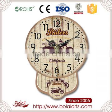 Popular style cool motorcycle design round pendulum kitchen decoration clock