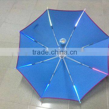 Solar Outdoor safety night LED light stick umbrella with shining shaft