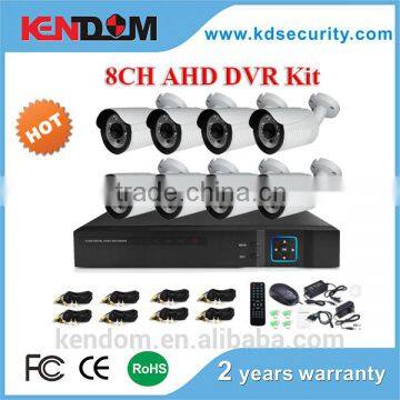 Kendom High Cost Effective 8 CH IR CCTV System Kit 960P Recording DVR AHD Bullet Cameras CMOS Sensor Indoor and Outdoor Use