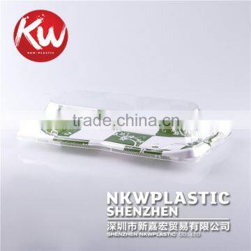 KW-0006 2016 New Fashion disposable Gree White Food tray Small clear plastic boxes with lids Food packing containers(215*118*24)