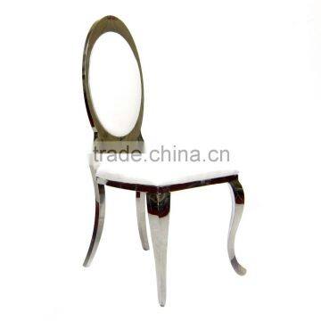 white PU oval back metal dining chair for dining