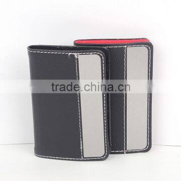 Leather pu with aluminum name card holder passport holder