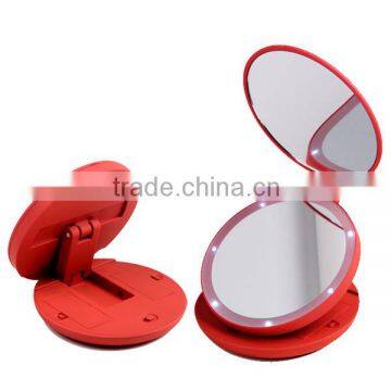 Fancy battery lighted portable wedding table mirrors with 5x magnifying