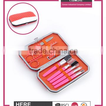 Pink dot pattern manicure cosmetic brush set