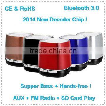 2014 New Colorful hifi mini speaker bluetoooth with metal out construct