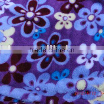 flower printed coral fleece fabric