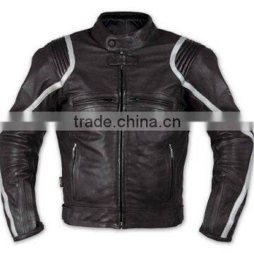 Genuine Leather Black Leather Motorcyle Jacket, Top Quality Leather with CE Protections