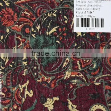 100% linen printed fabric