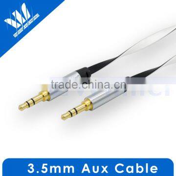 Flat dual color gold plated 3.5mm audio cable