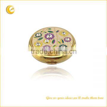 Jeweled flower patten makeup mirror