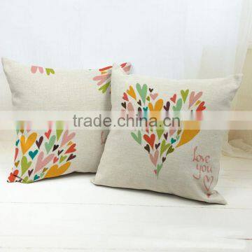 Colourful heart pattern printed lover cotton cushion cover cheap