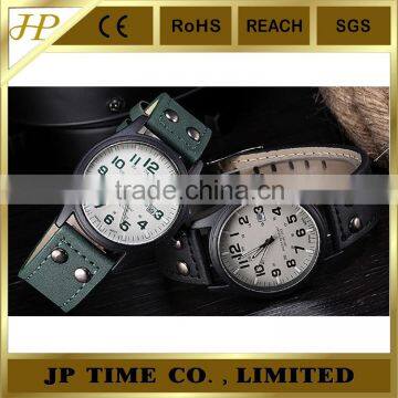 Fashion Leather Band Watches Outdoor Sport Analog Quartz Date Watch Black Matte photo-5