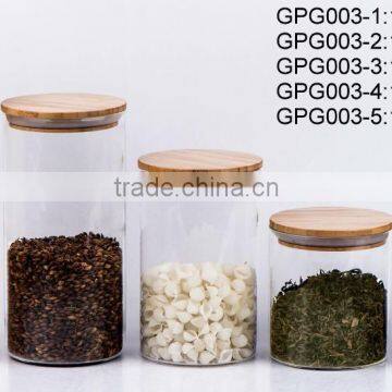 GPG003 High borosilicate glass jar with bamboo lid