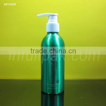 200ml Green color Aluminum Botlte with white lotion pump