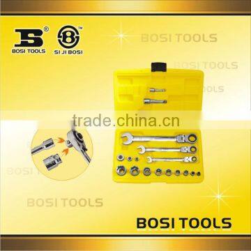 18pcs Drop-head Ratchet Combination Wrench Socket Set