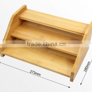 Desktop envelope Holder paper rack Bamboo 3 Step Shelf Organiser