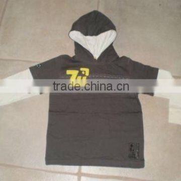 Boys Pullover Hoodie With Fake Sleeve