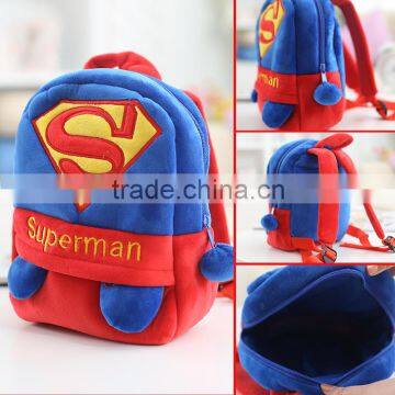 25*19cm(S)/35*28cm(L) lovely customzied red superman plush animal cartoon backpack for children