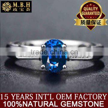 18K Gold hollow Sri Lanka Sapphire Rings colored gemstone female