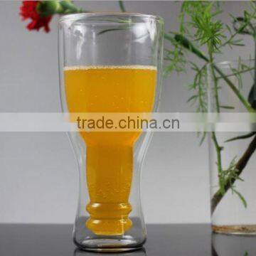 transparent double wall glass cup with silicone