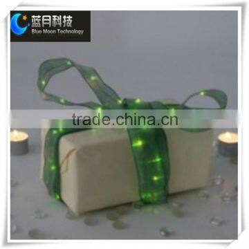 Green color copper wire green ribbon 3AA battery operated low voltage light string for Christmas decoration