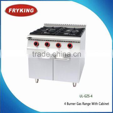 4 Burner Gas Hob with Cabinet for Restaurant