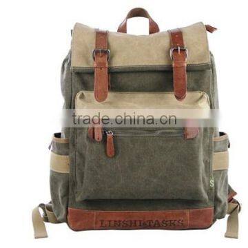 Women vintage waxed canvas hiking backpack
