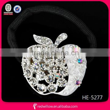 2014 Stylish matte white metal diamante apple hair rubber bands