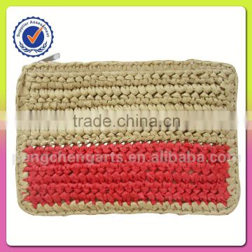 Wheat straw with paper clutch bag and women wallet