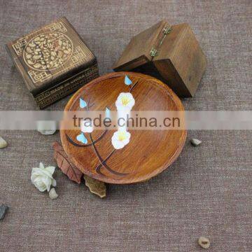 Vintage Wooden Tableware Circular Fruit Printing Plate photo-2